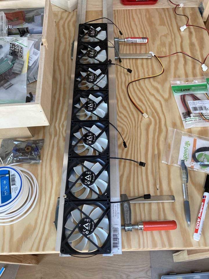 Marking out fan holes on aluminium frame