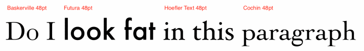 Sentence typeset in different fonts