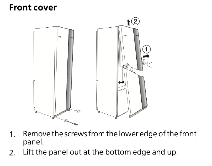 Removing front panel from NIBE F1255 heatpump